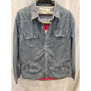 Levi's Denim Flannel Lined Cotton 4 Pocket Shirt Jacket Men Size XL Pearl Snap